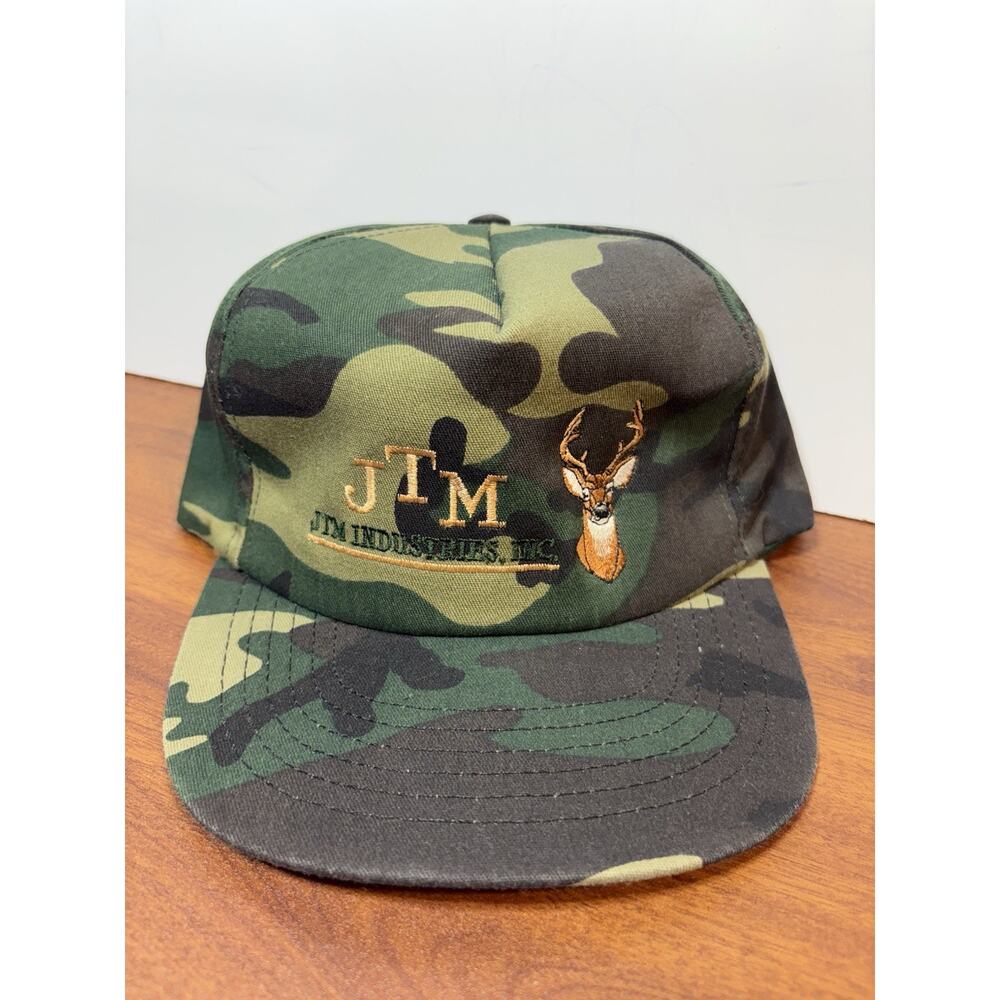 Vintage 90s Whitetail Deer Camo Hat Cap SnapBack Hunting Archery